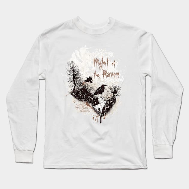 Ravens in Charred Forest Long Sleeve T-Shirt by peace and love